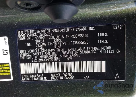 2021 Lexus Rx 350 from USA, damaged, VIN 2T2HZMAA3MC206640